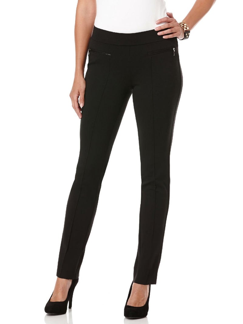 Rafaella Womens Petite Slim Comfort Fit Ponte (Sizes 4-14 Dress Pants, Black, 6 Petite US - Image 1